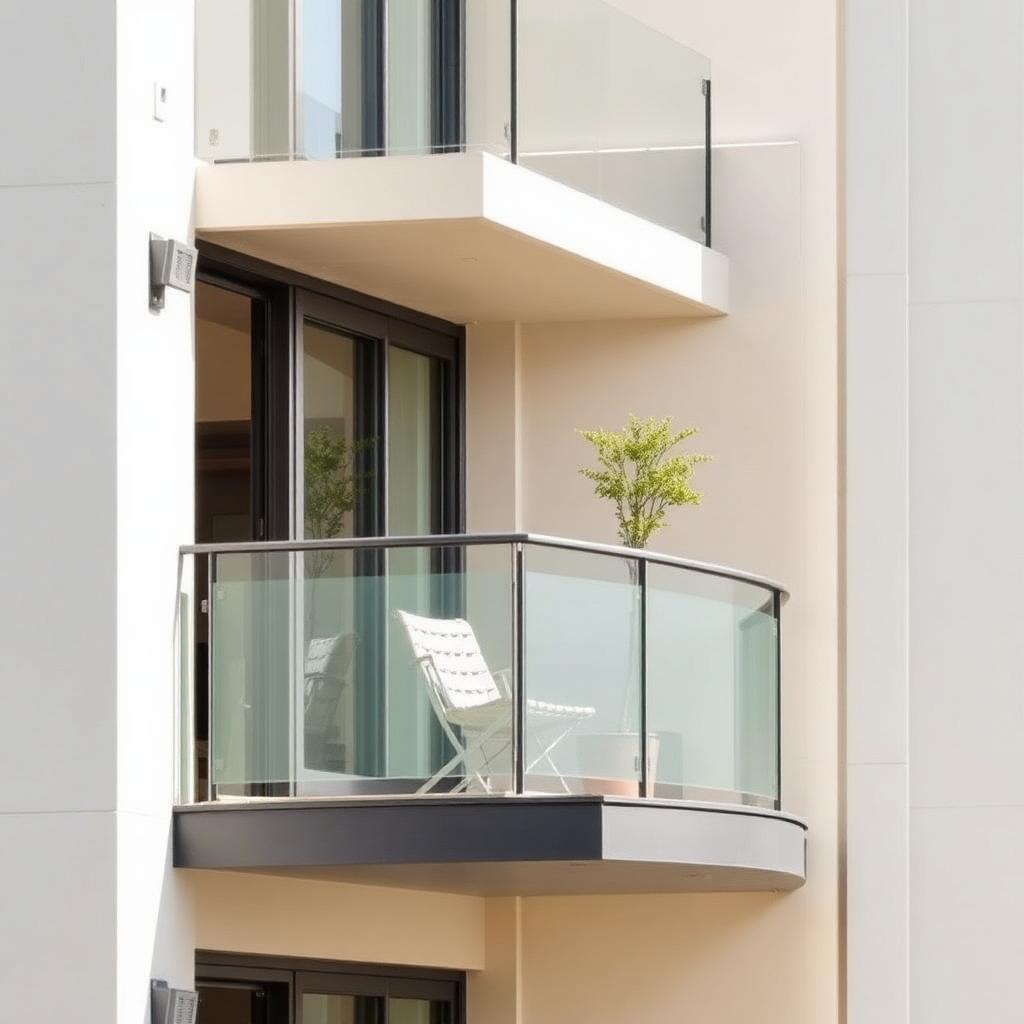Modern balcony with safety net